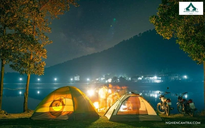 Trải nghiệm camping ban đêm tại hồ Đồng Đò