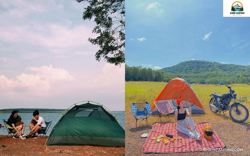 So sánh về Về cảnh quan và trải nghiệm của 2 khu camping Hồ Trị An và Hồ Dầu Tiếng