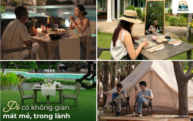 Du khách chụp ảnh sống ảo tại Pi Glamping