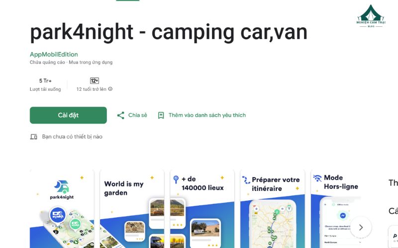 Top 6 app hỗ trợ cắm trại ô tô cho chuyến đi hoàn hảo hơn 8 Park4night – Ứng dụng cộng đồng phổ biến nhất dành cho dân cắm trại