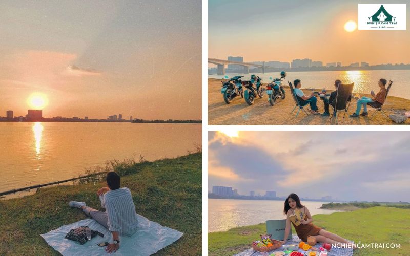 Cắm trại chân cầu Vĩnh Tuy: Review thực tế, chi phí, lưu ý cần biết 7 Ngắm hoàng hôn bên bờ sông Hồng khi cắm trại tại cầu Vĩnh Tuy