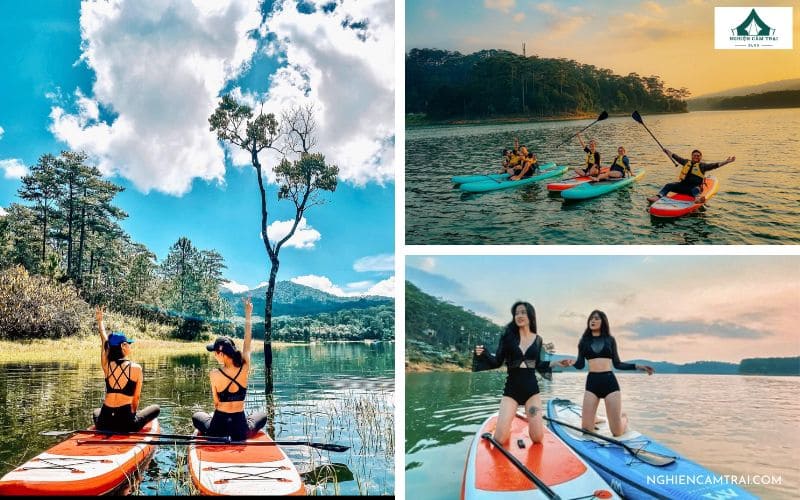 Camping Hồ Tuyền Lâm - Điểm cắm trại lý tưởng cho giới trẻ 17 Chèo SUP và kayak giữa mặt hồ Tuyền Lâm Đà Lạt