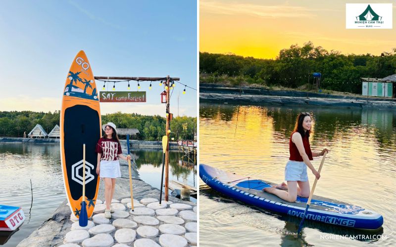 Review SAY Camp Forest: Khu cắm trại ven sông tại Cần Giờ 8 Chèo SUP ven sông tại khu camping Forest