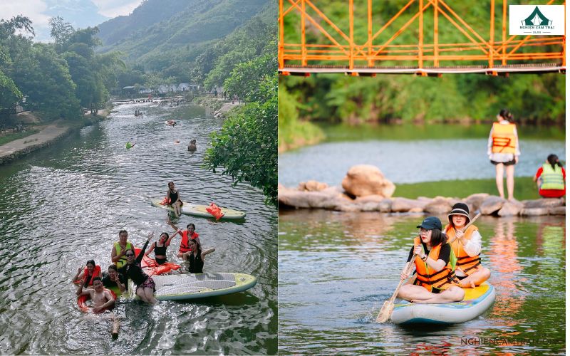 BoRo Campsite Đà Nẵng – Điểm cắm trại ven suối cực chill 8 Du khách thích thú chèo SUP, tắm suối và thả mình vào làn nước mát lạnh giữa núi rừng trong lành.