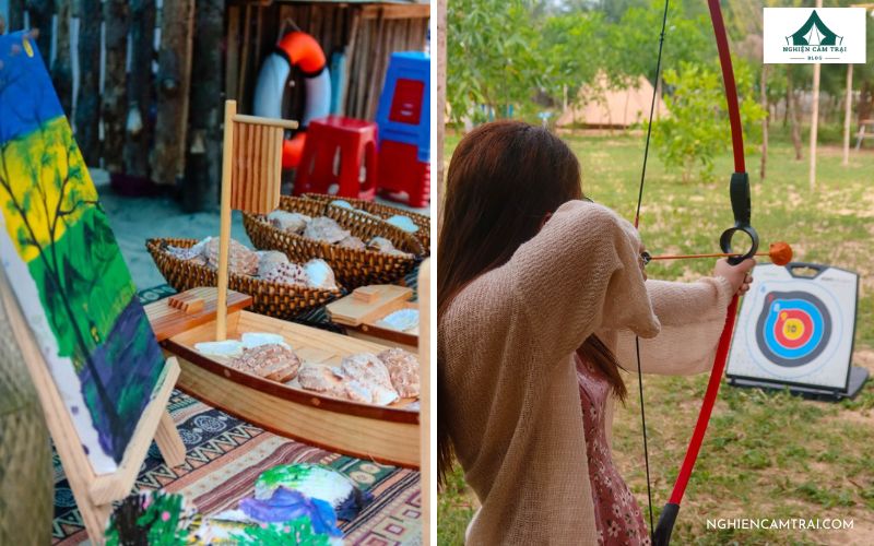 Làng Digan tổ chức nhiều hoạt động miễn phí như bắn cung, vẽ tranh