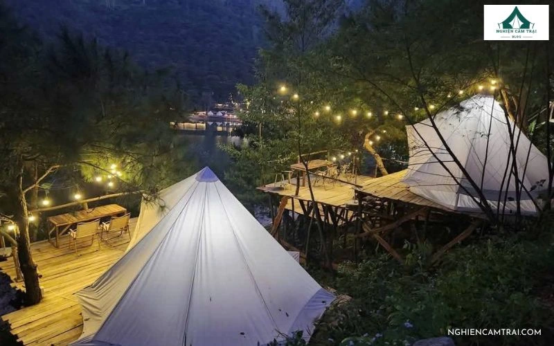 Không gian Cana Homestay & Glamping tại Hồ Đồng Đò có view hồ cực chill