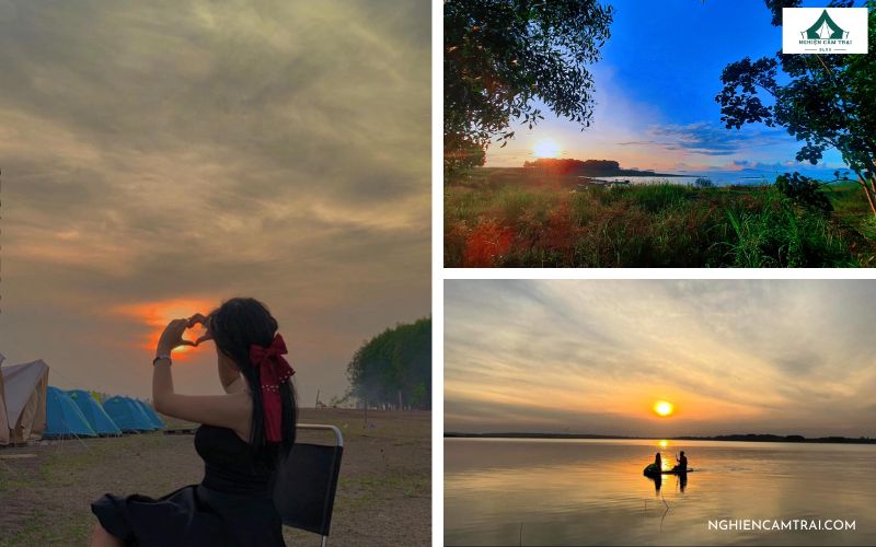 Review Mây Camping Trị An: Trải nghiệm cắm trại ven hồ cực chill 14 Tận hưởng bình minh và hoàng hôn