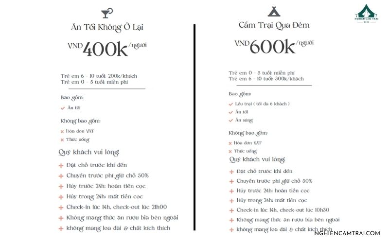 Yên Retreat Đà Nẵng: Điểm cắm trại yên bình bên bờ sông Cu Đê 22 Giá dịch vụ lưu trú tại Yên Retreat