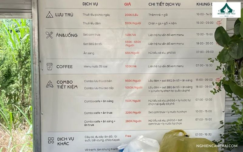 Giá cắm trại qua đêm (Camping) tại Kẻng