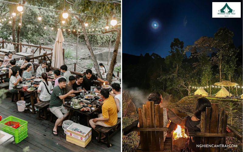 Thưởng thức BBQ và chill lửa trại tại khu glamping Đà Nẵng Róc Rách