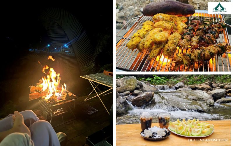 Suối Đá Trắng Glamping: Khu cắm trại sang chảnh bên bờ suối 13 Đốt lửa trại và tiệc BBQ đêm