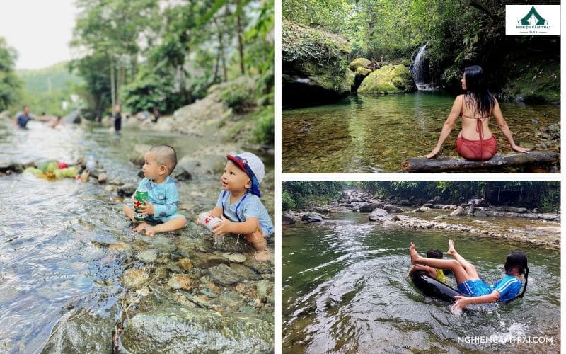 Suối Đá Trắng Glamping: Khu cắm trại sang chảnh bên bờ suối 14 Tắm suối và vui chơi giữa làn nước mát