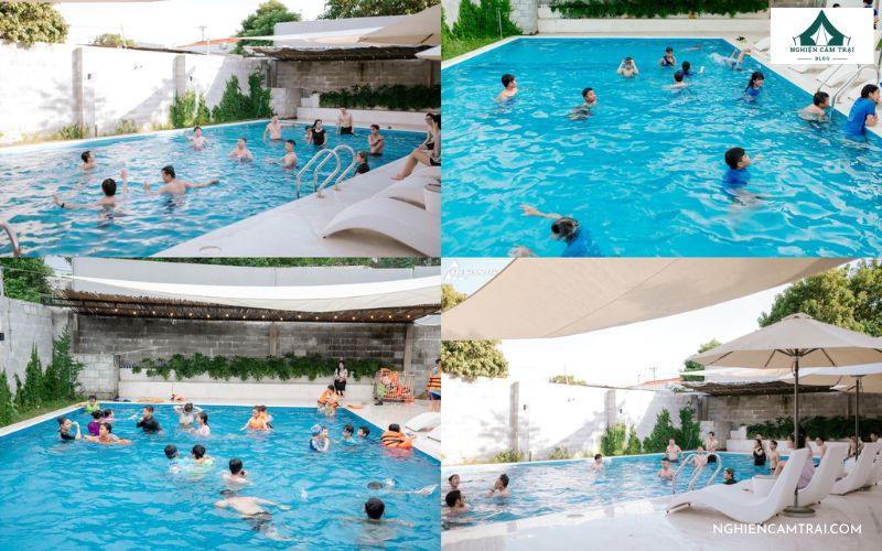 Review Vọc Glamping Đà Nẵng view đồi núi, dịch vụ sang trọng 9 Thư giãn bên hồ bơi tại glapming Đà Nẵng Vọc