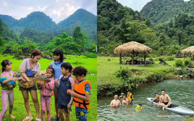 Tham gia lội suối bắt cá, trải nghiệm cuộc sống của người dân bản địa Bãi Pặng