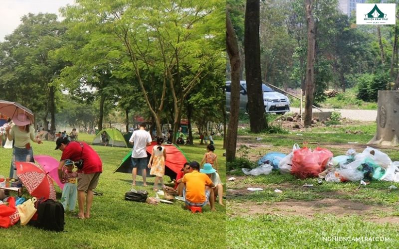 Thu gom rác đúng quy định sau khi kết thúc chuyển cắm trại