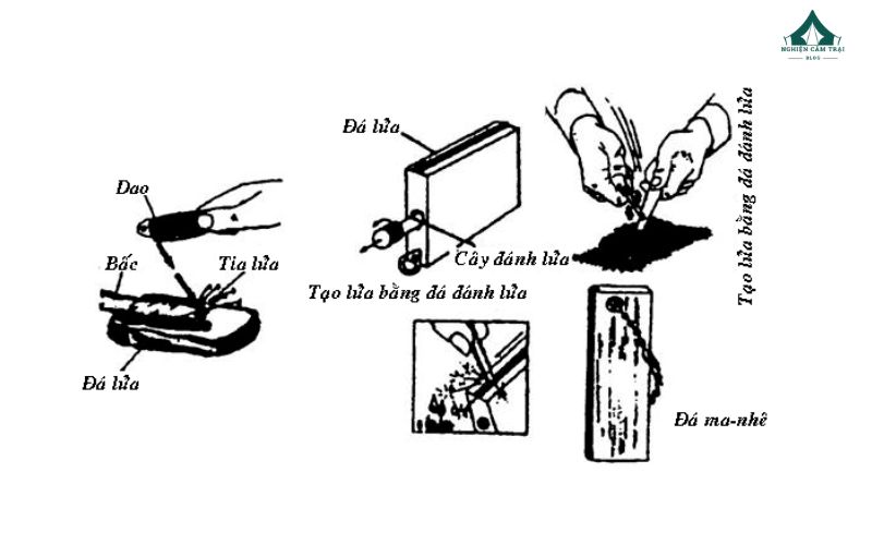 Cách tạo ra lửa thời nguyên thủy bắng đá lửa và thép