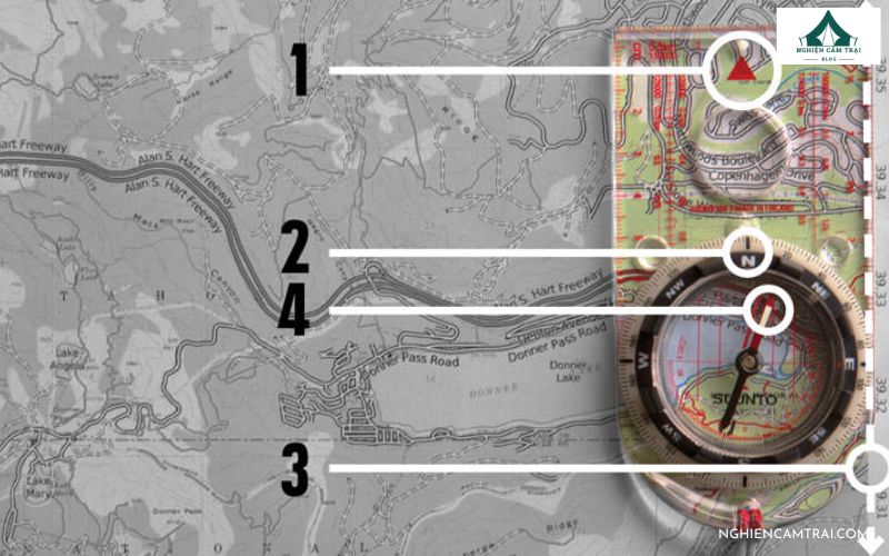 Cách xác định phương hướng trên bản đồ với la bàn