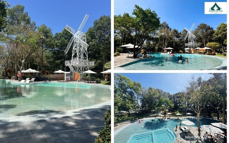 Trải nghiệm bơi lội tại hồ Jacuzzi 1m8 siêu rộng tại The Leaf Cafe & Glamping