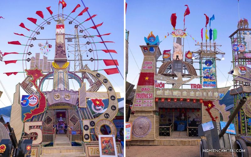 mẫu cổng trại đẹp, to lớn bằng tre