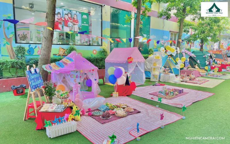 Trang trí lều trại Mầm non cần chú ý đến chất liệu an toàn, dễ lắp ráp và không có cạnh sắc