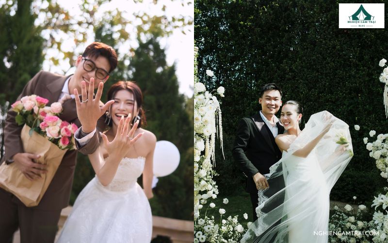 10+ kiểu tạo dáng chụp ảnh cưới dã ngoại đẹp tự nhiên, siêu lãng mạn 14 Cô dâu chú rể cùng nhìn thẳng về phía ống kính