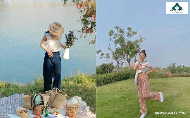 30+ ý tưởng tạo dáng chụp ảnh picnic dã ngoại cực xinh, trending 18 Tạo dáng với dáng đứng và bước đi tự nhiên khi đi picnic