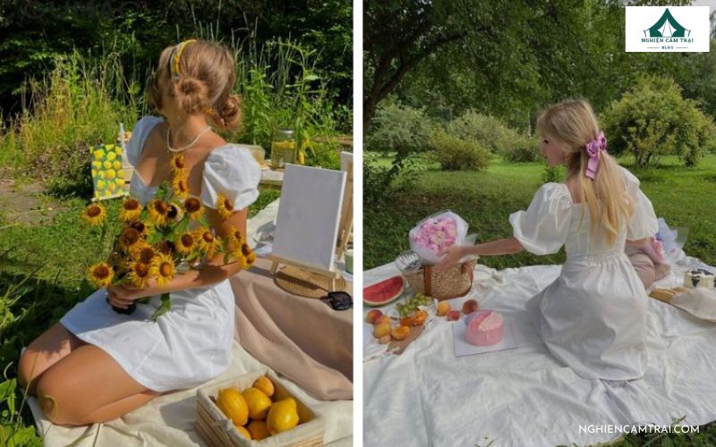 30+ ý tưởng tạo dáng chụp ảnh picnic dã ngoại cực xinh, trending 22 Tạo dáng chụp ảnh từ phía sau lưng lấy trọn phong cảnh