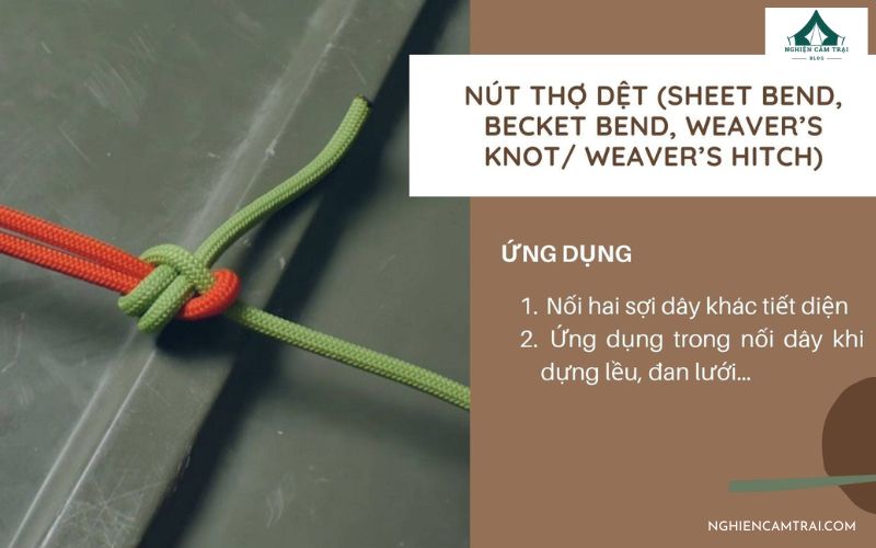 Nút thợ dệt được sử dụng khi nối dây phơi hoặc dây buộc thiết bị