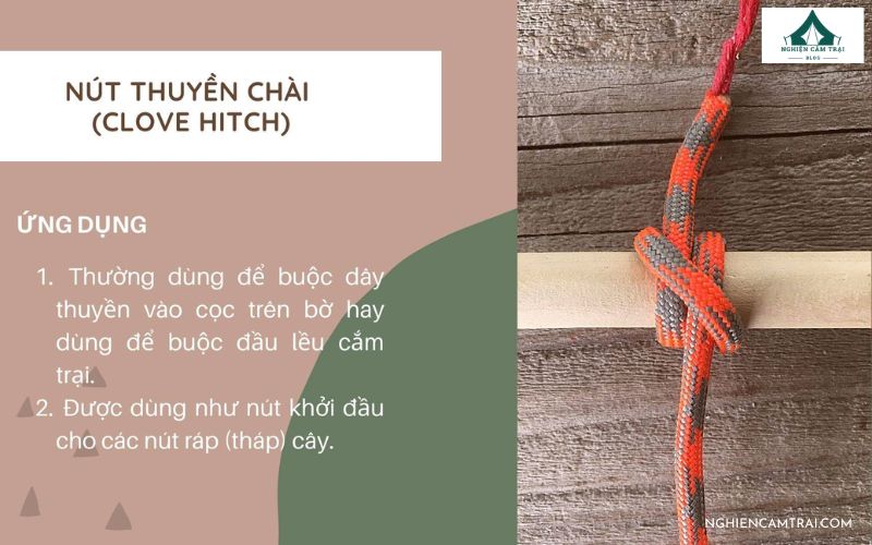 Nút thuyền chài trong cắm trại dùng để buộc dây vào cọc hoặc thân cây
