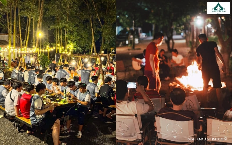 Trải nghiệm nướng BBQ và đốt lửa trại buổi tối tại Aqua Glamping