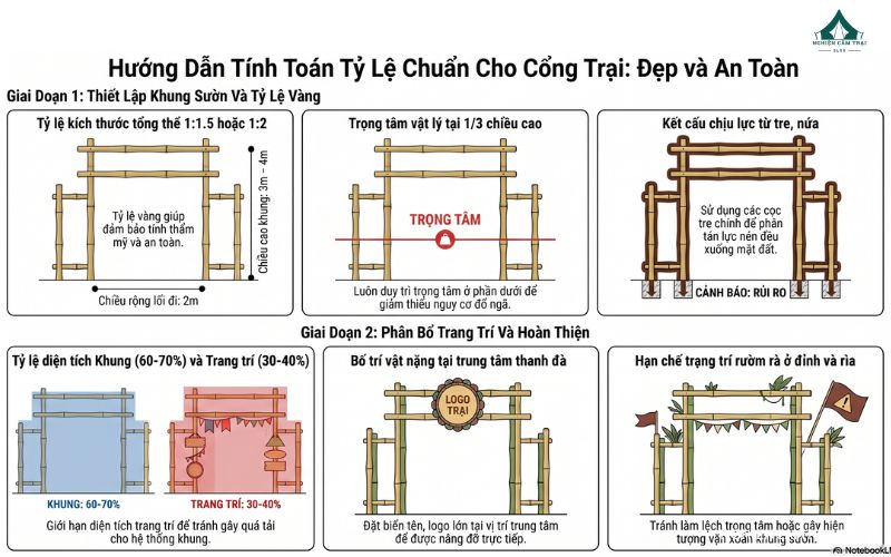 hướng dẫn cách tính tỷ lệ chuẩn cho cổng trại vừa đẹp vừa an toàn