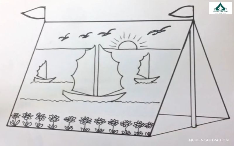 Tô màu tạo điểm nhấn lều trại lớp 8