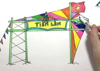 cổng trại hình cánh buồm với chữ tiến lên