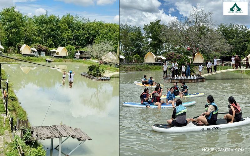 hoạt động Zipline và chèo sup tại Vườn Nhà Glamping