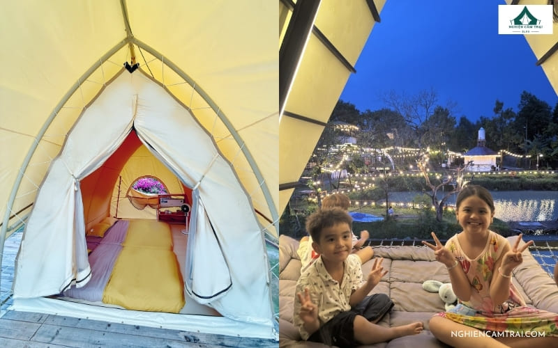 Cắm trại tại Vườn Nhà glamping Bình Phước với lều đầy đủ tiện nghi