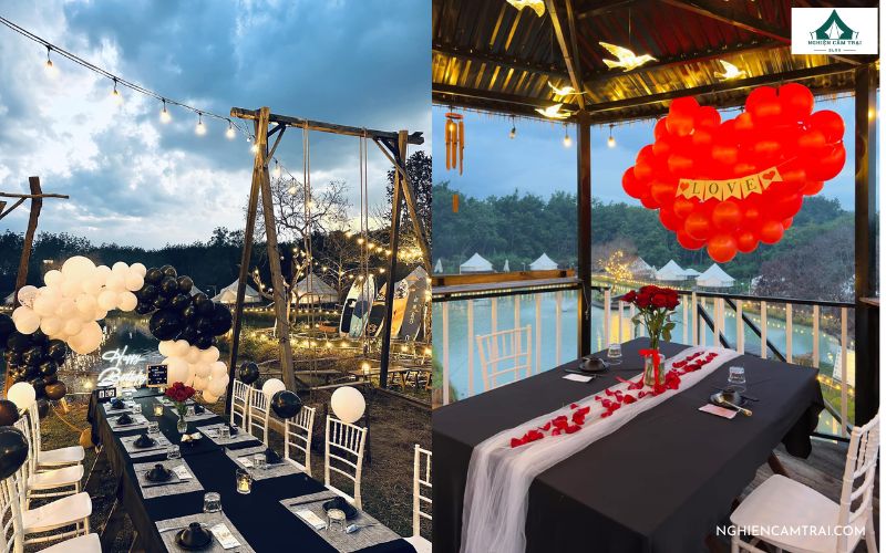 Không gian decor tổ chức sự kiện sinh nhật tại Vườn Nhà Glamping