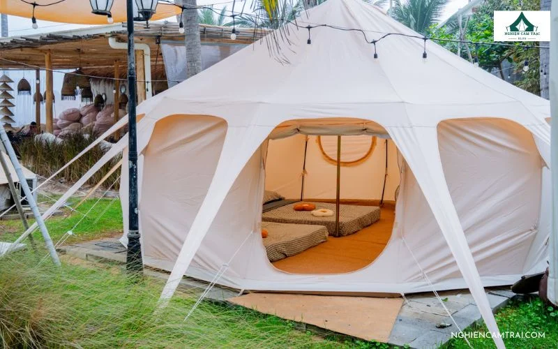 Khu camping ven biển dưới hàng dừa xanh