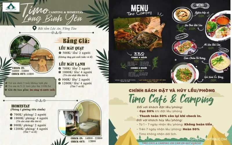 Timo Cafe & Camping Phước Hải: Giá vé và review chi tiết từ A - Z 12 hình ảnh bảng giá dịch vụ tại Timo Cafe & Camping