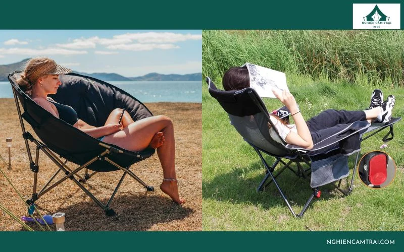 Ghế cắm trại loại nào tốt? Hướng dẫn chọn mua ghế camping chi tiết 15 Ghế thư giãn Reclining Chair và Moon Chair giúp tăng sự thoải mái khi nằm nghỉ ngơi