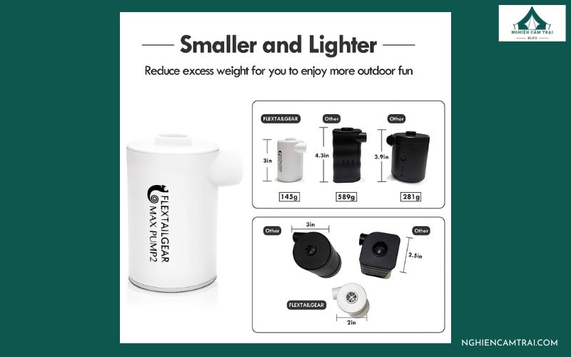 Top 5 máy bơm hơi camping gọn nhẹ, bơm nhanh cho chuyến dã ngoại 10 Flextail Max Pump 2 Pro tích hợp bơm hơi, hút chân không và đèn LED, phù hợp cho nhiều chuyến camping