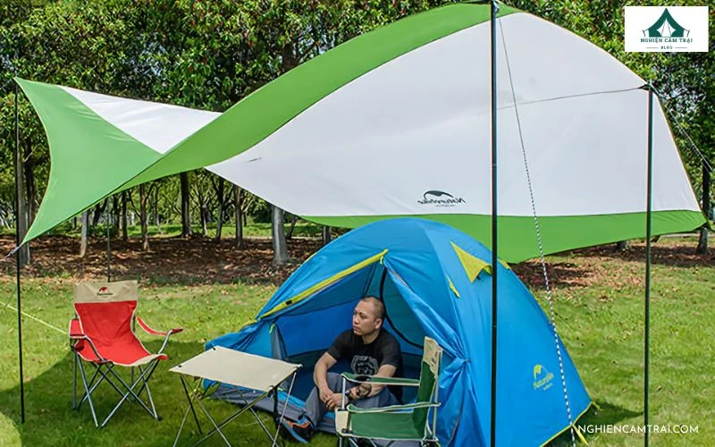 Top 5 tăng bạt camping chất lượng, che nắng mưa tốt cho mọi chuyến đi 12 Tăng bạt camping Naturehike NH16T013-S chống nước PU4000, chống nắng UPF50+, phù hợp nhóm 4–8 người