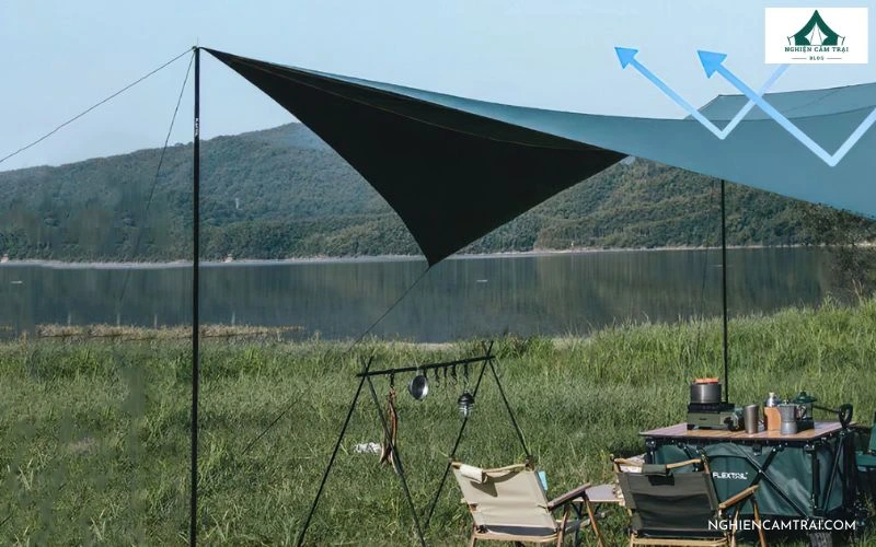 Top 5 tăng bạt camping chất lượng, che nắng mưa tốt cho mọi chuyến đi 15 Flextail COZY TARP thiết kế ngũ giác, chống nước PU3000, tạo không gian sinh hoạt rộng rãi ngoài trời