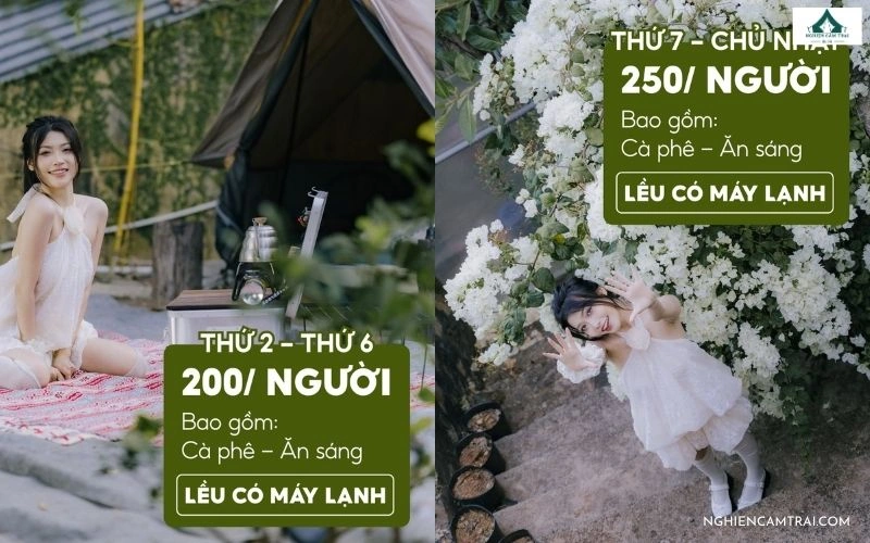 Viba Mountain Camping – Cắm trại view núi, lều máy lạnh tại Vũng Tàu 8 Bảng giá tham khảo dịch vụ lưu trú tại Viba Mountain Camping