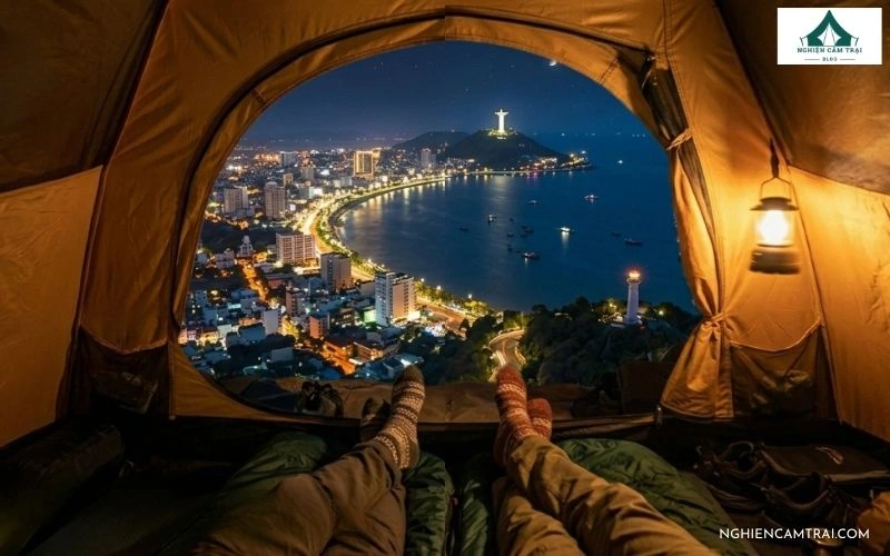 Viba Mountain Camping – Cắm trại view núi, lều máy lạnh tại Vũng Tàu 9 Check-in toàn cảnh thành phố Vũng Tàu về đêm từ trên cao