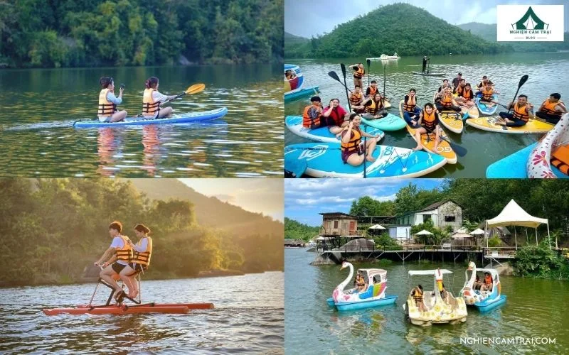 ZCamp Nha Trang – Cắm trại, vui chơi và nghỉ dưỡng bên hồ Kênh Hạ 15 Du khách hào hứng chèo SUP và đạp vịt trên mặt hồ phẳng lặng tại ZCamp