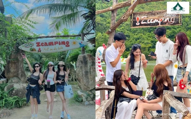 ZCamp Nha Trang – Cắm trại, vui chơi và nghỉ dưỡng bên hồ Kênh Hạ 20 Nhóm bạn trẻ chụp ảnh check-in lưu niệm tại khu du lịch ZCamp Nha Trang