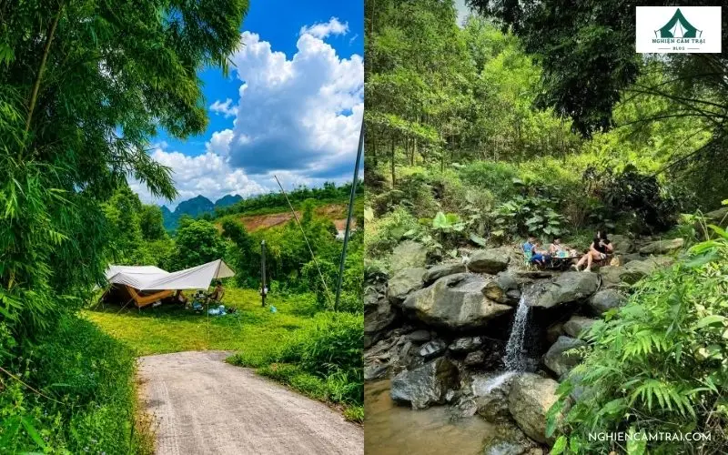Review Path Hill Hòa Bình: Khu cắm trại ven suối xanh mát 10 Bãi cỏ rộng rãi kết hợp với khu vực suối đá tự nhiên thích hợp cho hoạt động cắm trại và picnic tại Path Hill