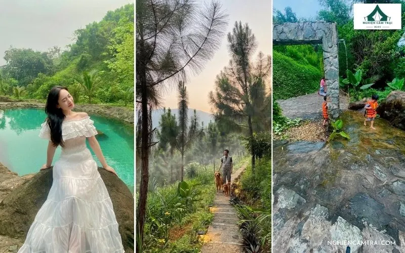 Review Path Hill Hòa Bình: Khu cắm trại ven suối xanh mát 12 Du khách check-in bên bể bơi nước suối và đi dạo trên con đường mòn rợp bóng thông tại Path Hill