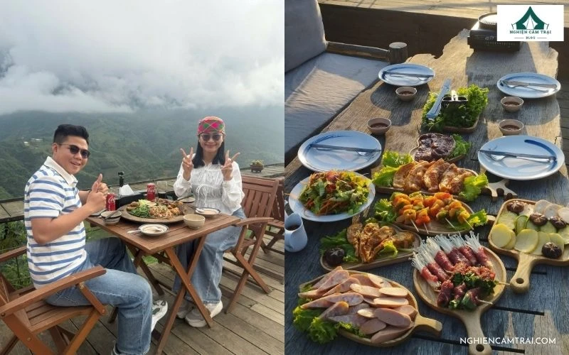 Du khách thưởng thức bữa tiệc nướng BBQ hấp dẫn với bàn ăn ngập tràn món ngon ngoài trời tại PHANSI