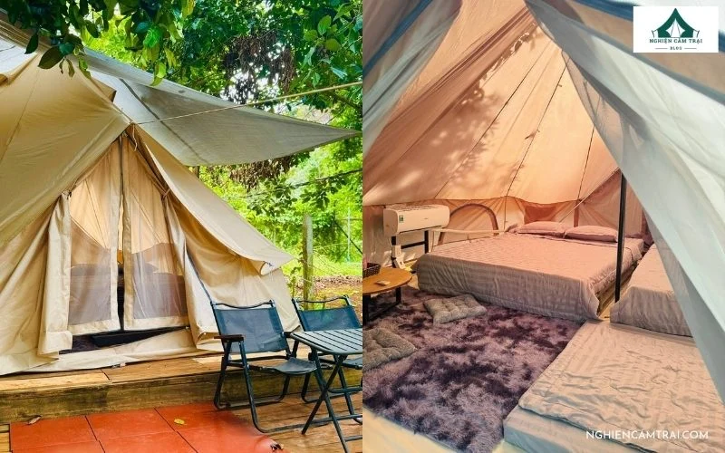 Không gian lều rộng rãi và đầy đủ tiện nghi tại Cầu Dầu Glamping
